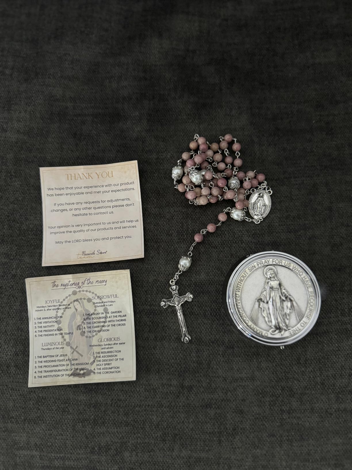 Blue Pearl Beads Communion Rosary 8mm Guardian Our– Nazareth Store